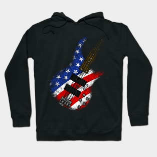 American Flag Bass Guitar Bassist 4th July Hoodie